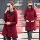 2018 Autumn Winter Women's Fleece Jacket Coats Female Long Hooded Coats Outerwear Warm Thick Female Red Slim Fit Hoodies Jackets