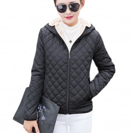 Autumn 2017 Parkas basic jackets Female Women Winter plus velvet lamb hooded Coats Cotton Winter Jacket Womens Outwear coat