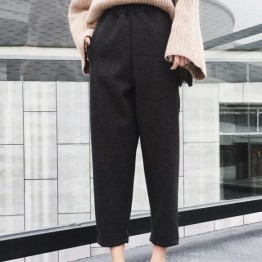 Elegant winter woolen women's harem pants ladies thicken wool warm pants plus size loose sweatpants elastic waist Trouser AF670