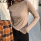 GCAROL New Arrival Fall Winter Women Turtleneck Basic Tops Slim Full Sleeve Shirt Stretch Vintage Render Unlined Upper Garment 