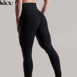 Kliou 2018 Sexy Push Up Black Leggings Women Fashion High Waist Workout Polyester fitness Leggings Activewear Slim Legging