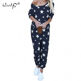 Star Printed Autumn Winter Women Pajama Set Soft Comfortable Pyjamas Home Suit Women's Sleepwear Top and Pants Pajamas Set 