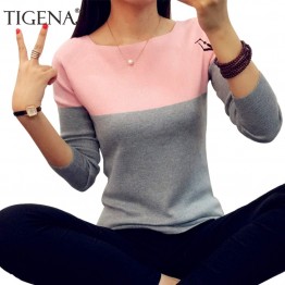 TIGENA Autumn Winter Sweater Women 2018 Knit High Elastic Jumper Women Sweaters And Pullovers Female Black Pink Tops Pull Femme