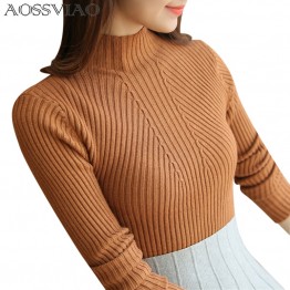 Turtleneck Sweater Women Fashion 2018 Autumn Winter Black Tops Women Knitted Pullovers Long Sleeve Jumper Pull Femme Clothing