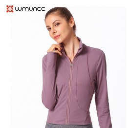Winter&Autumn Women Jacket Gym Running Workout Activewear Windproof Warm Sport Top Zipper Design Solid Color Long Sleeve