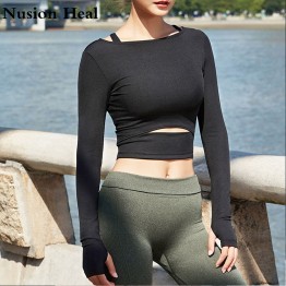Women's Fitness Yoga Shirts Top Full Sleeve Top Shirts Back Sweatshirt Workout Tee Yoga Running Top Activewear Sports Clothing